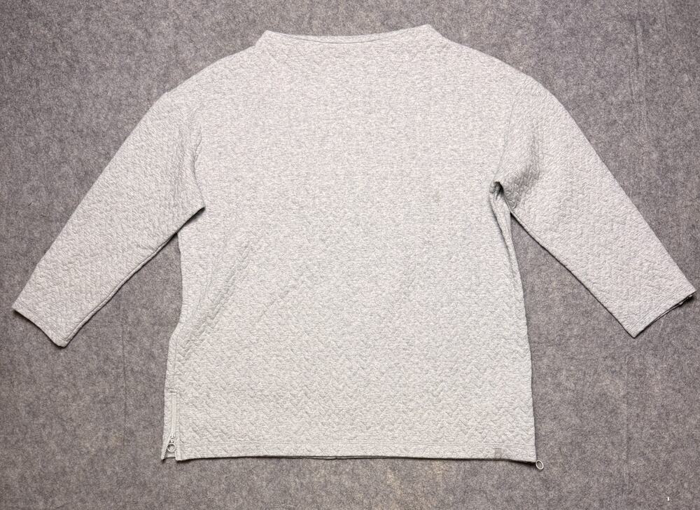 T by Talbots Womens 1X Plus Gray Quilted Knit Pullover Top Side Zip 3/4 Sleeve